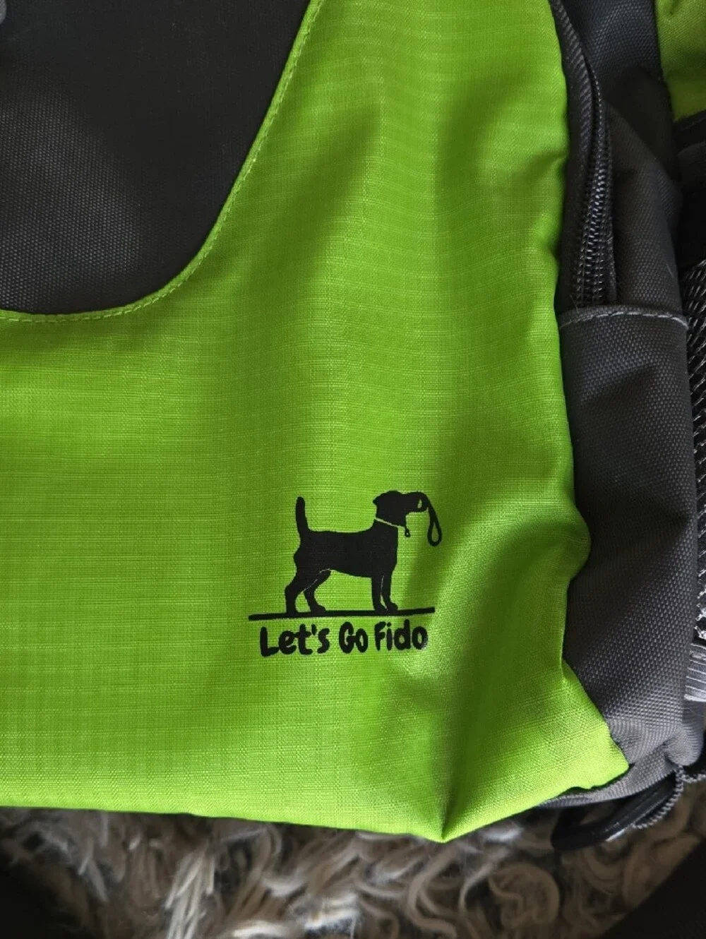 Let's Go Fido Lime Green & Gray Crossbody Bag Carrying for Your Pet's Gear
